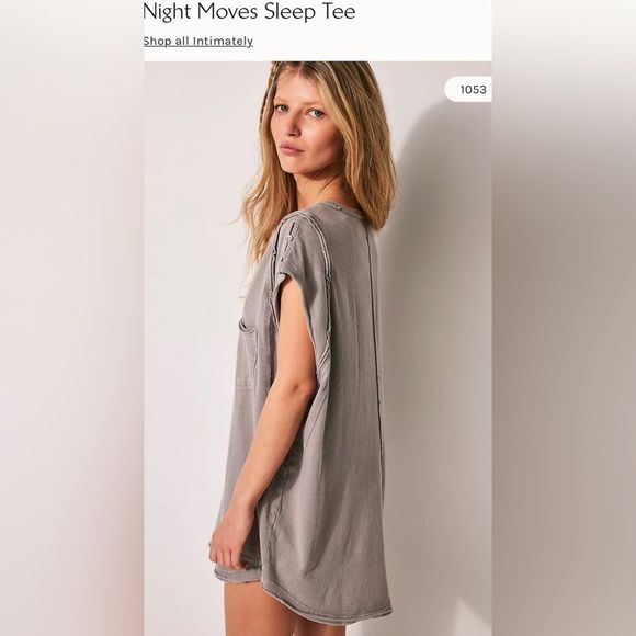 Free People Night Moves Sleep Tee in Satellite” Size XS NWOT - Picture 4 of 6